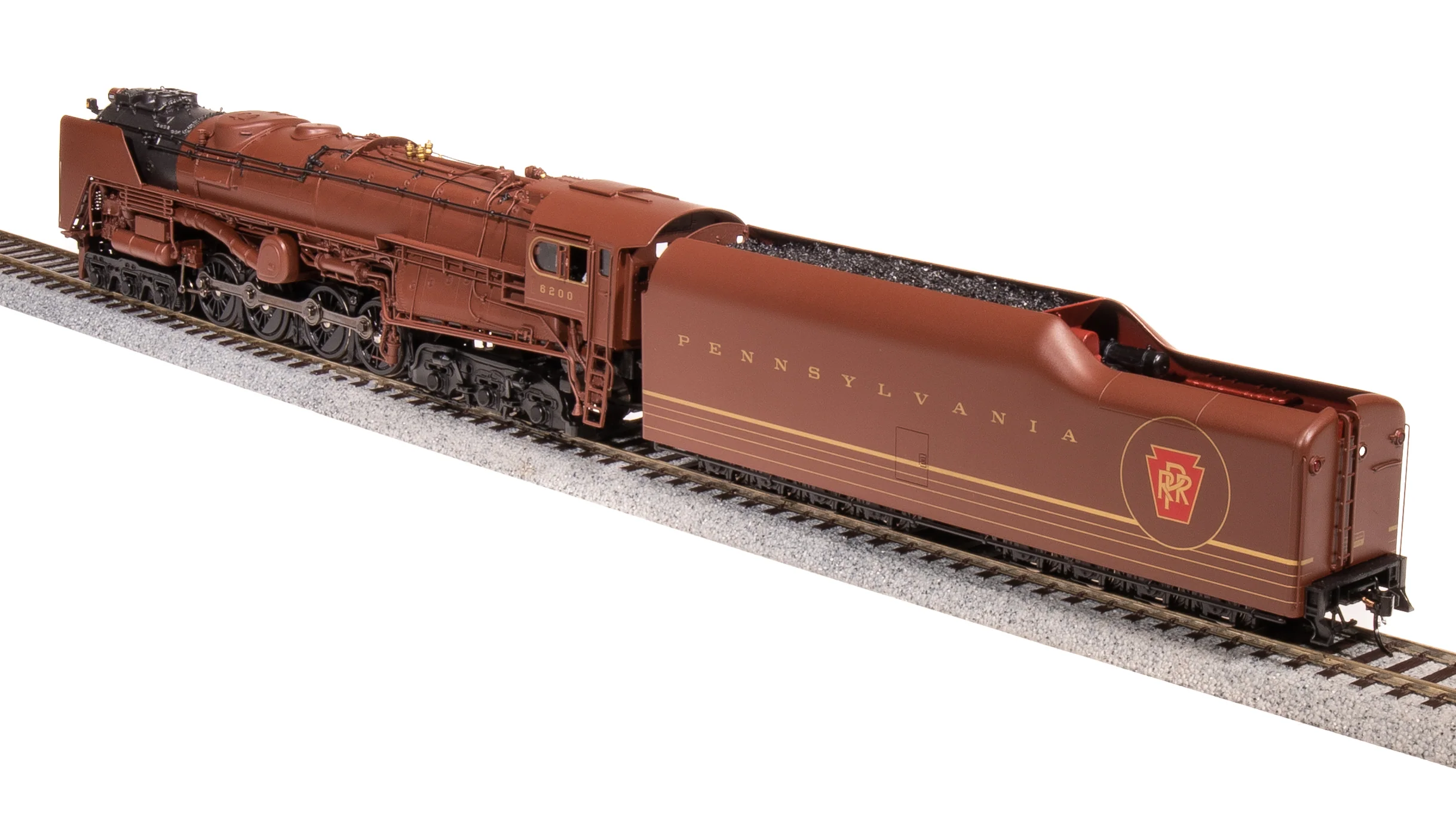 6188 PRR S2 6-8-6 Turbine #6200, Tuscan Red w/ 5-Stripes, w/ Large Smoke Deflectors, Paragon4 Sound/DC/DCC, Smoke, HO (Fantasy Paint Scheme) - Image 9