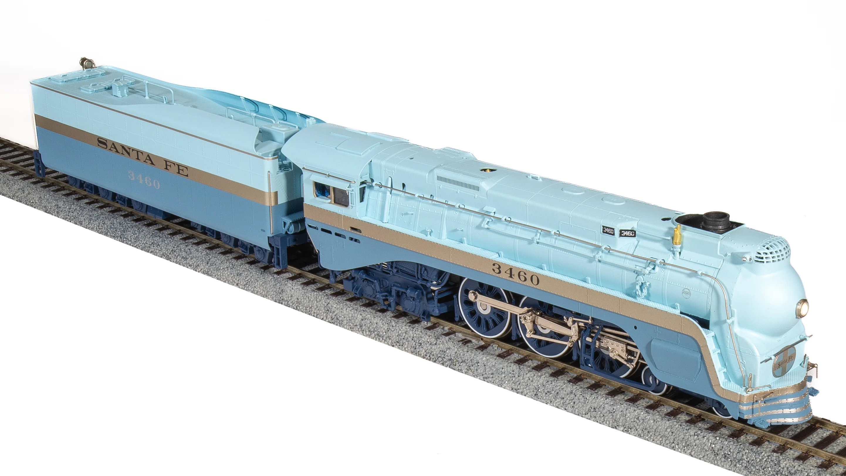 7350 ATSF Blue Goose, #3460, As-Delivered w/ 3460 on side of tender, Paragon4 Sound/DC/DCC, Smoke, HO - Image 17