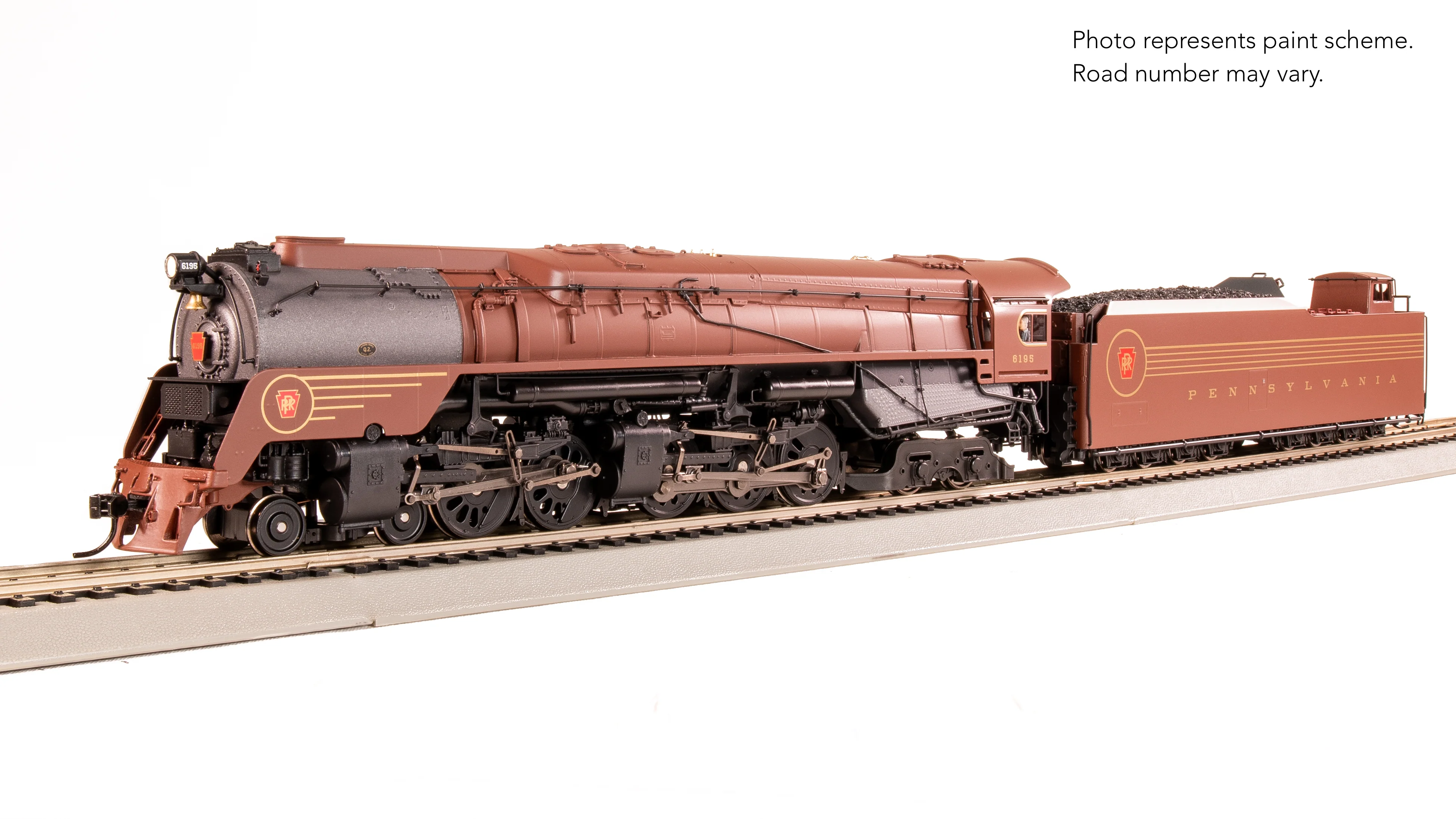 7809 PRR Q2 Duplex 4-4-6-4, #6195, Prototype Version, Tuscan Red 5-Stripe Fantasy Scheme, Paragon4 Sound/DC/DCC, Smoke, HO - Image 7