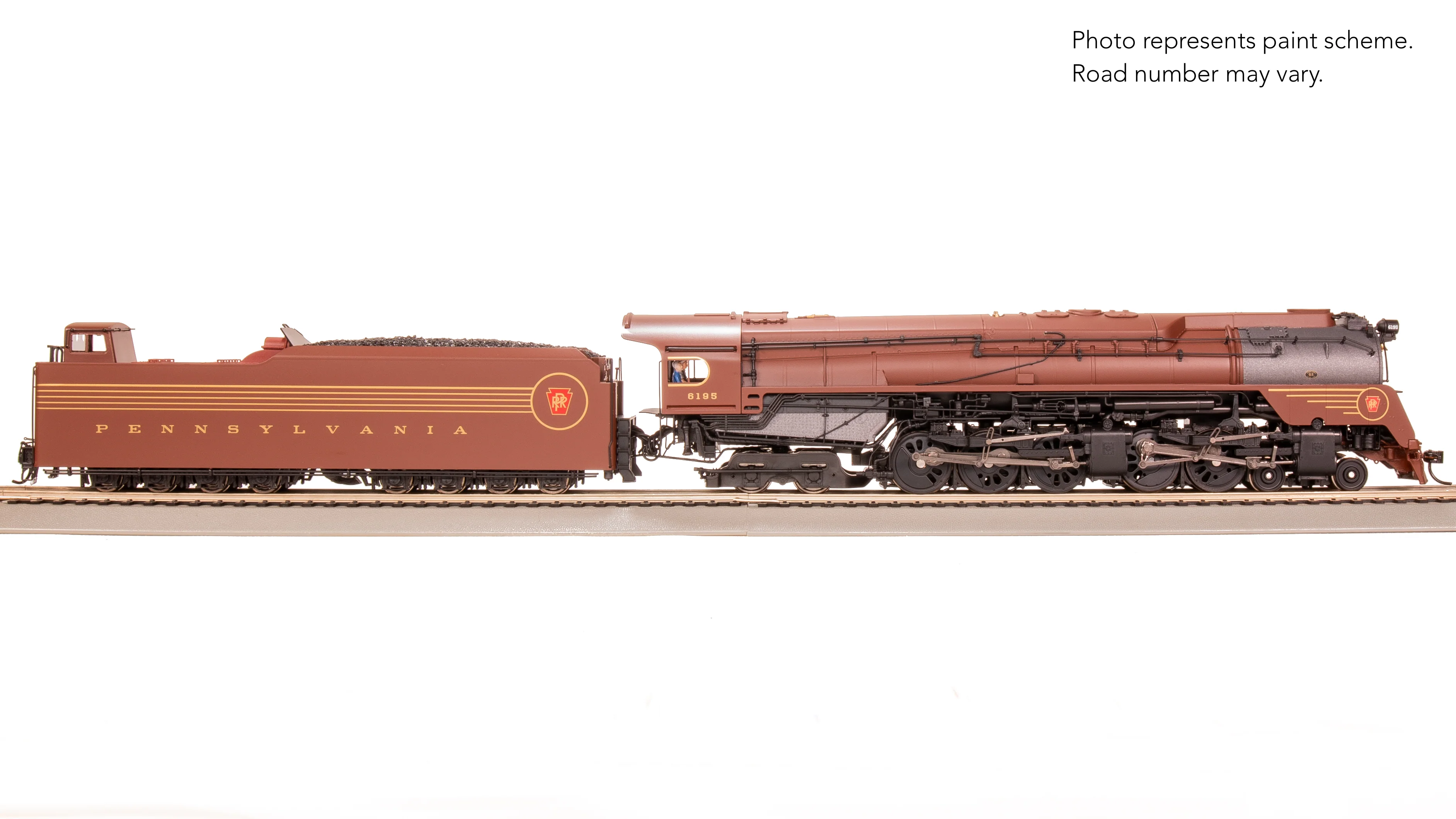 8057 PRR Q2 Duplex 4-4-6-4, #6195, Prototype Version, Tuscan Red 5-Stripe Fantasy Scheme, No-Sound / DCC-Ready, HO - Image 4